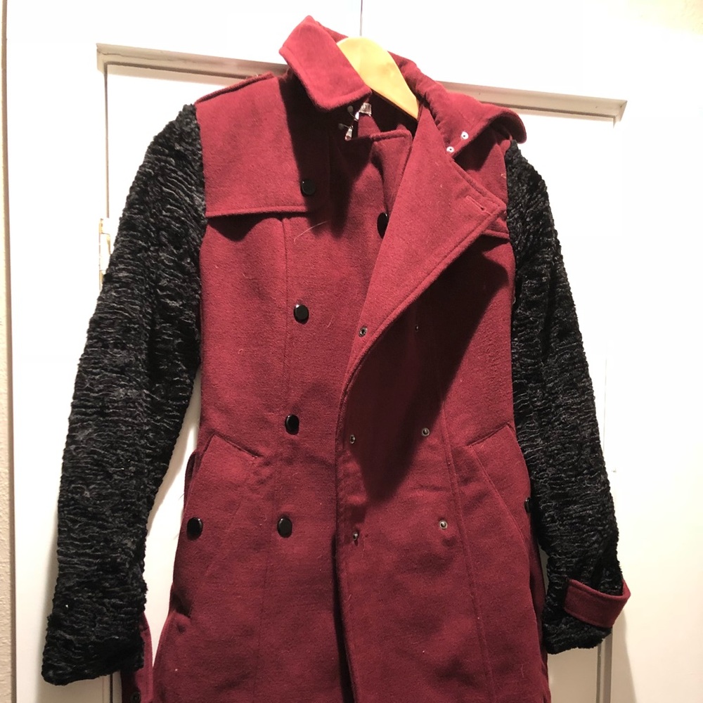 Maroon trench coat
